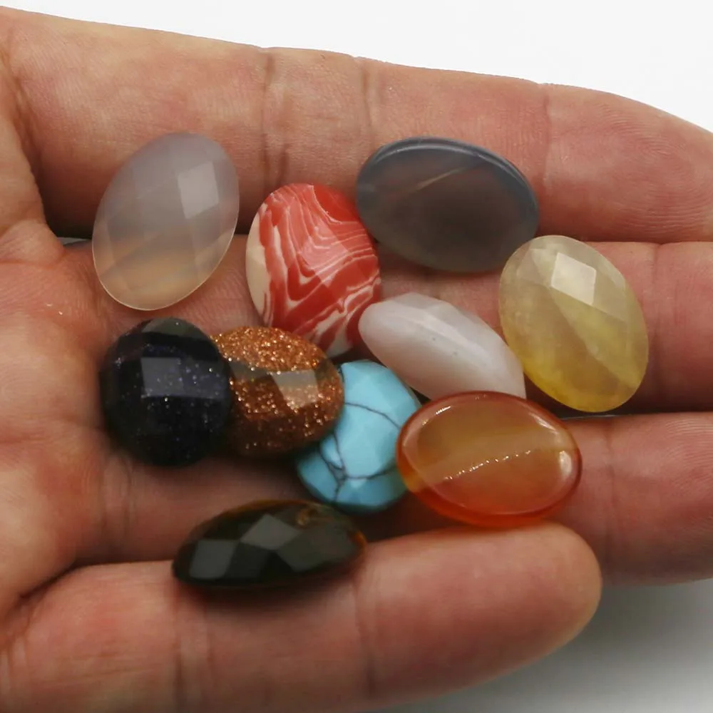 13x18MM Natural Stone Multicolour Section Oval CAB CABOCHON Beads Jewelry Clothes Accessories Gift Wholesale 20Pcs Free Shipping