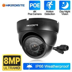 8MP POE Security Camera Infrared Night Vision Outdoor Metal Dome Cam Smart AI Human/Car/Pet Detection Surveillance Cameras Black