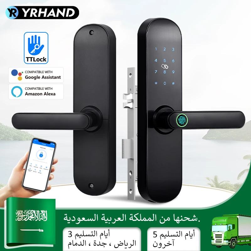 YRHAND Sa Local shipment Ttlock Electronic Smart Door Lock With Biometric Fingerprint Work with Google home Aleax For home