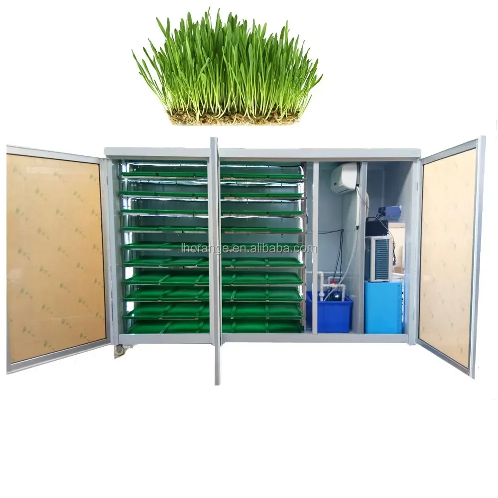 Automatic barely wheat grass alfalfa garlic  green fodder sprouting container / fodder growing machine