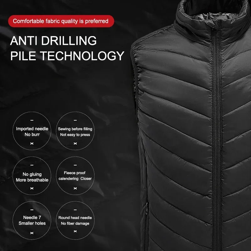 PHMAX Heated Vest Winter Warm Hiking Heated Jacket Vest Outdoor Sports Men Ski Warming Heating Thermal Clothing USB 9/2 Places