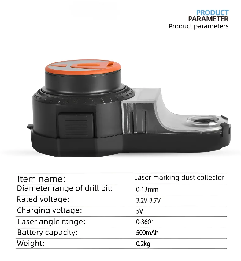 Laser Guide Drill Dust Collector - High-Capacity, Multi-Function Automatic Suction Vacuum Attachment for Hammer Drills