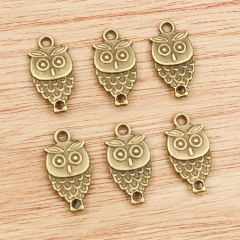 30pcs 19x10mm Antique Silver Plated Bronze Owl Handmade Charms Pendant DIY Jewelry Accessories for bracelet necklace