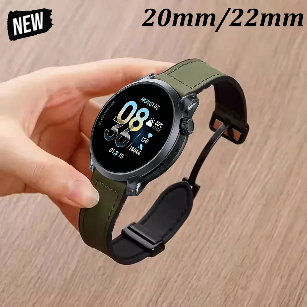 22mm 20mm Silikon+Leder-Armband für COROS PACE 4 3 Pro/APEX 4 42mm Verstellbares Armband für Amazfit Active Max 2 3/Bip Max 6 5