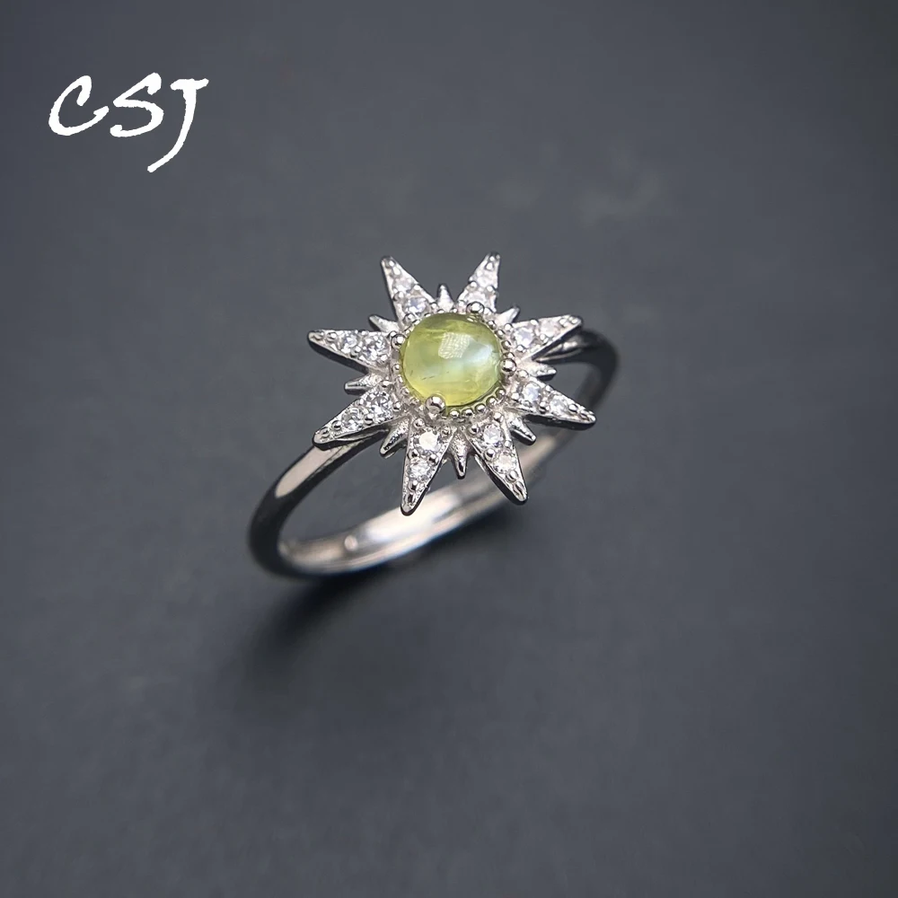 Real Natural Chrysoberyl Rings Sterling 925 Silver Gemstone 4mm Cat Eye Effect Fine Jewelry for Women Lady Birthday Party Gift