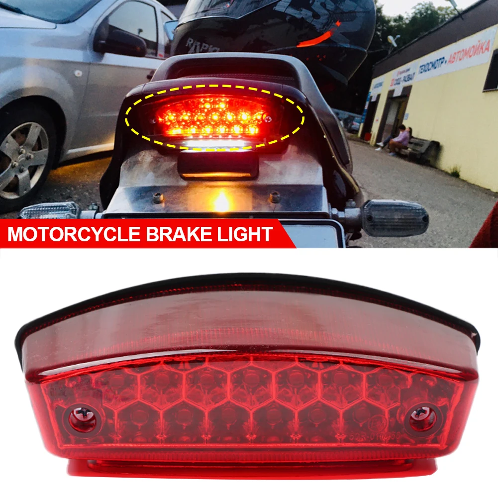 Motorcycle Tail Light Universal License Plate LED Rear Brake Lamp For Honda Suzuki Ducati Monster M1000 S4R S2R 400 620 900 Vesp