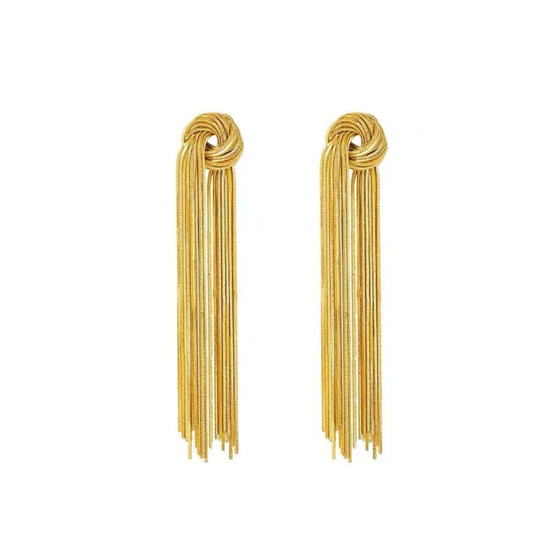 2023 Luxury Long Tassel Earrings For Women Gold Color Female Geometric Chain Drop Earrings Statement Jewelry Accessories Gift