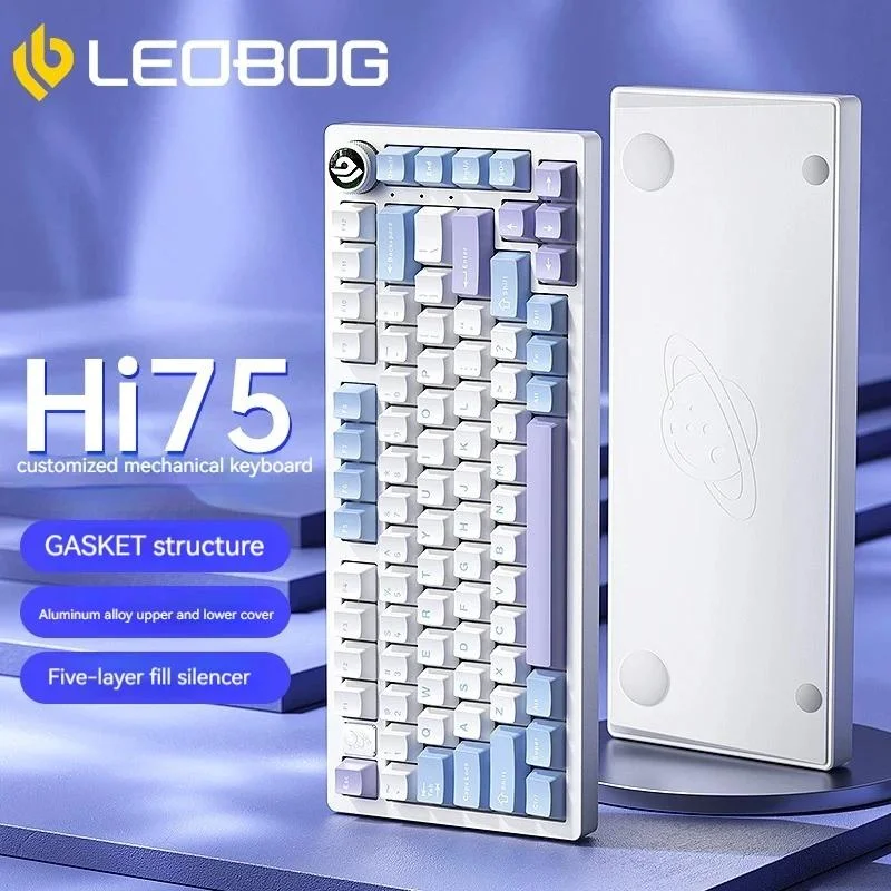 Leobog HI75 Wired Mechanical Keyboard 75% GASKER RGB Aluminum Hot Swappable Custom Keyboard With Knob