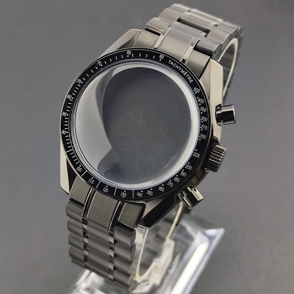 

Silver/Black 39.7mm Watch Stainless Steel Case FIT VK63 Movement Case Watch Accessories fit for 20mm Strap 32.5mm Dial Watch Box