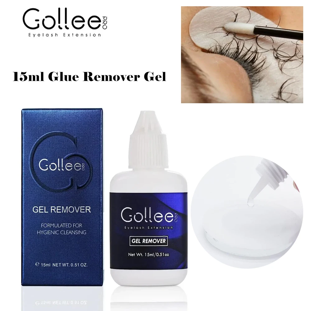 Gollee-つけまつげ用の透明なジェルリムーバー,迅速な洗浄,穏やかな取り外し,接着剤,眉毛,15ml