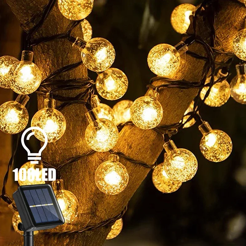 

2025 Солнечный хрустальный глобус, светодиодный гирляндный светильник, светодиодный солнечный уличный светильник, сказочный свет, Рождественская гирлянда для сада, декор для рождественской вечеринки
