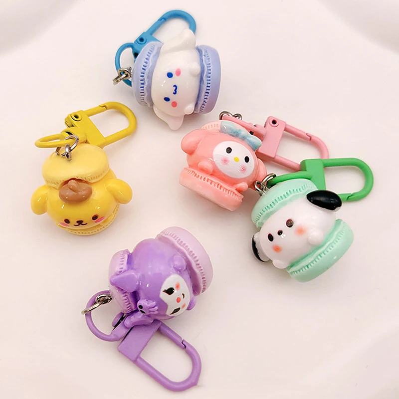 Cute Hamburger Sanrio Macaron Key Chain My Melody Cinnamoroll Sweet Girl Heart Student Pendant Ins Girlfriends Gift Pendant