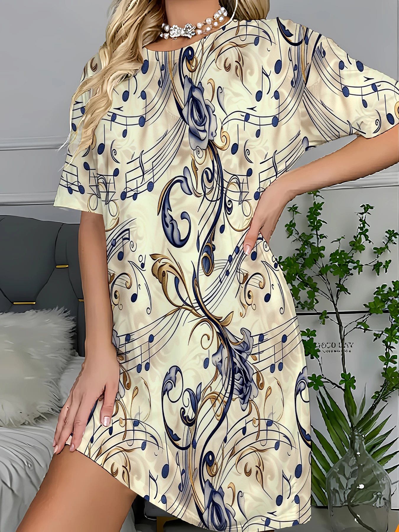 

Women's Floral Print Short Sleeve Sleep Dress Cute Loose Nightgown Summer