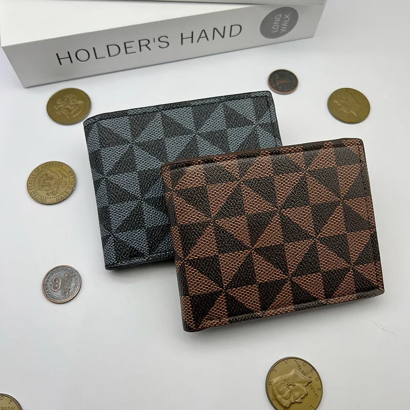 2026 Designer Embossed Men's Bifold Wallet Compact with Multi Card Slots and Coin Pocket