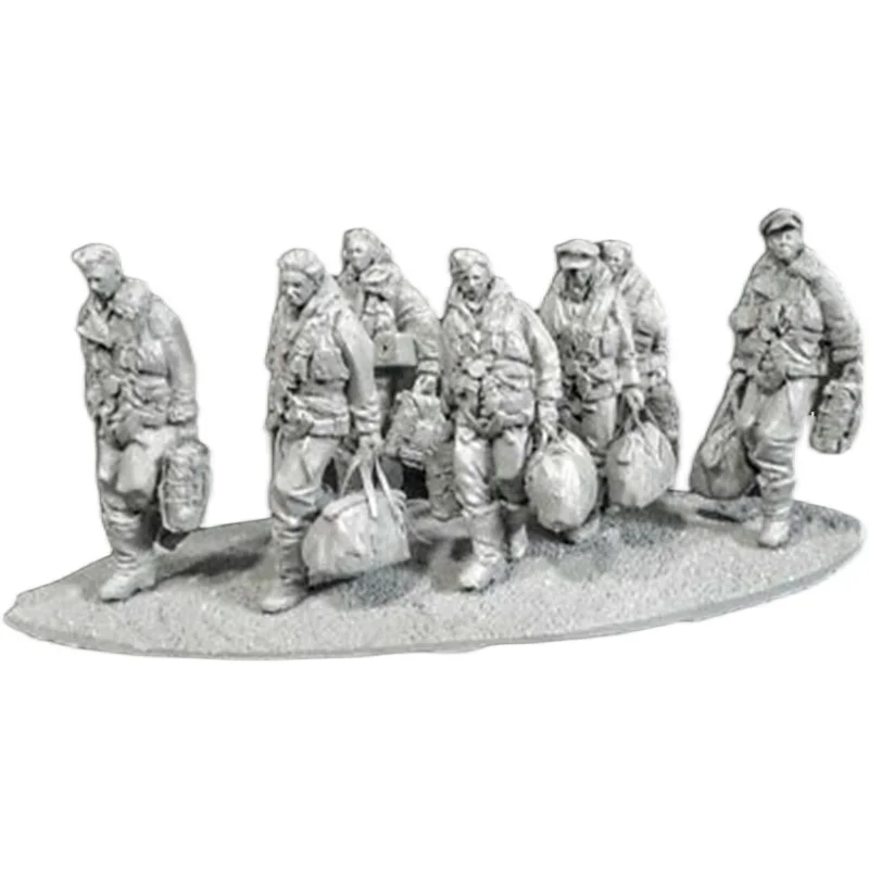 1/32 Scale Die Cast Resin Figure Model Assembly Kit Resin US Soldier (7 Persons) Unpainted Requires Assembly Includes Platform