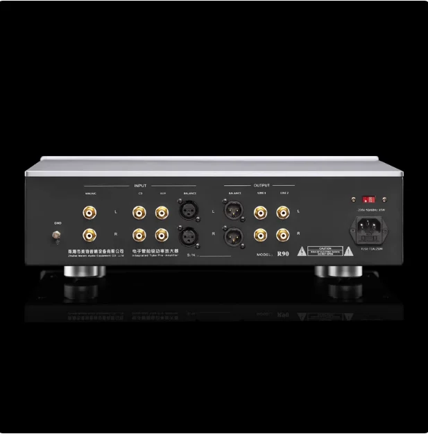 

MUZISHARE R90 Tube Preamplifier 12AX7/6KE8/12DT5/17BE3 Tube, Fully Balanced, Phono, Frequency Adjustment, with Remote Control
