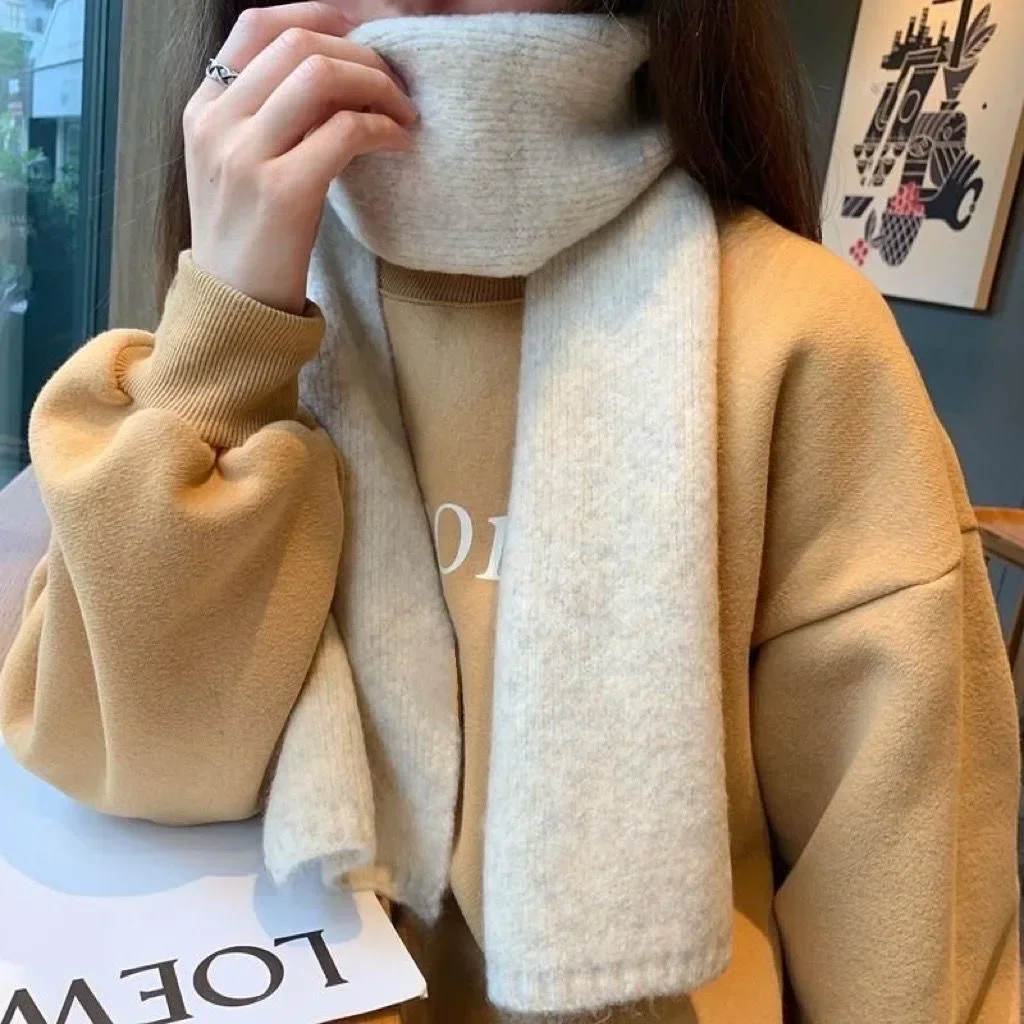 Ladies Cashmere Scarf Women Winter Warm Luxury Solid Color Shawl and Wraps Female Warm Thick Wool Neckerchief Blanket Pashmina