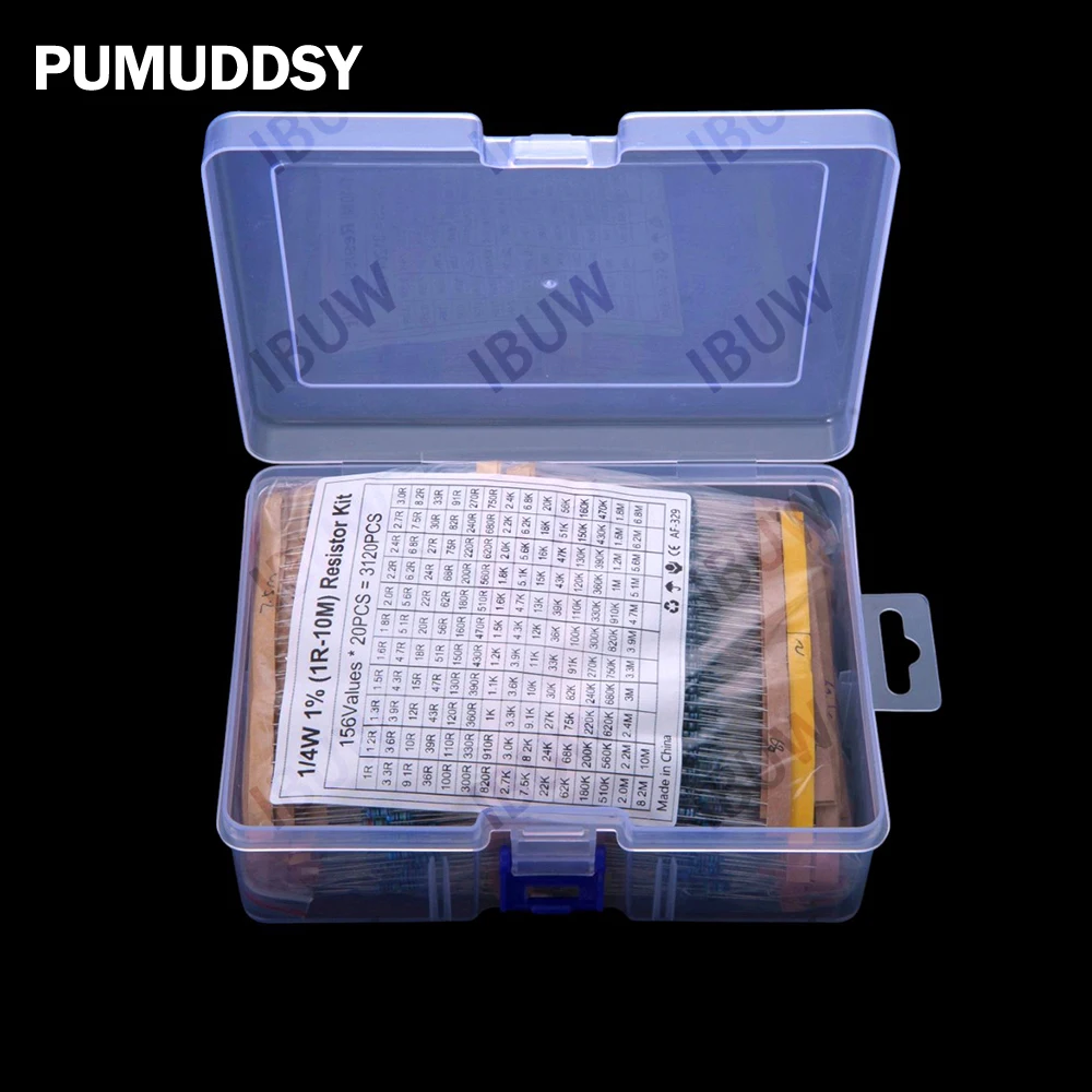 130Values 156Values 1/2W 1W 2W 1/4W 1/6W Power Metal Film Resistor Kit 1R-10M Assortment Set 1ohm-10Mohm samples pack