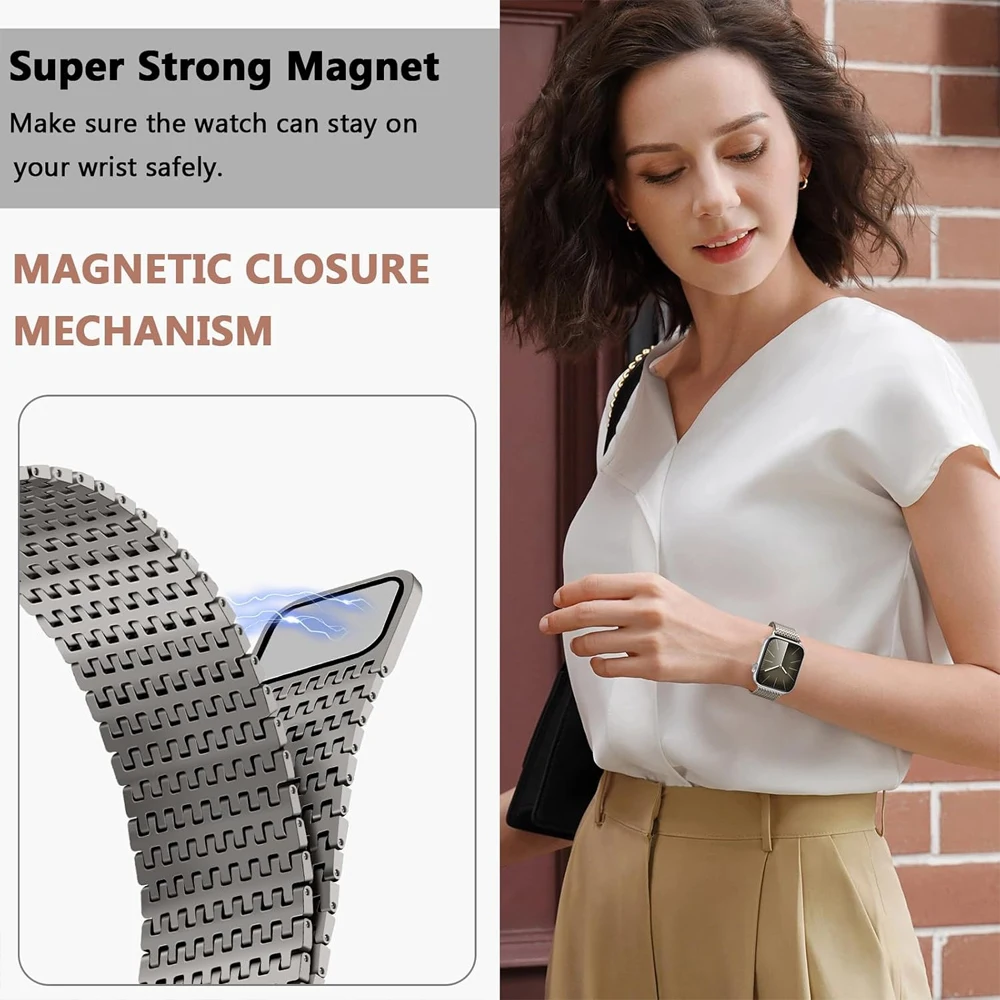 Титановый ремешок-петля для Apple Watch, ремешок 46 мм, 49 мм, 45 мм, 44 мм, 42 мм, магнитный браслет correa, браслет iWatch series 10 9 8 7 6 5 4 SE Ultra