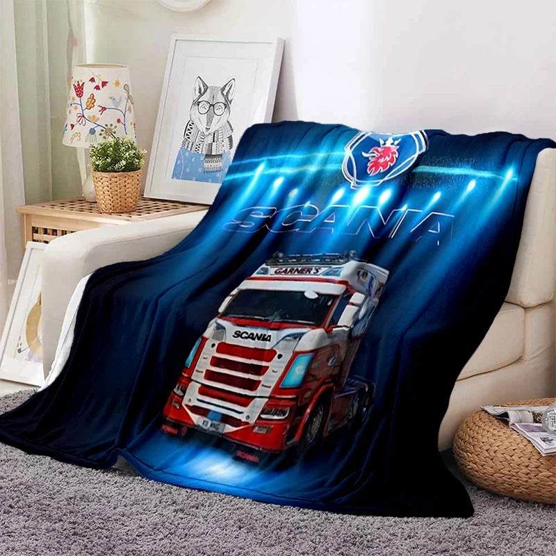 

3D Truck Scania Throw Blanket Fleece Flannel Warm Cozy Soft Blanket for Couch Bed Colorfast Anti-Static Machine Wash