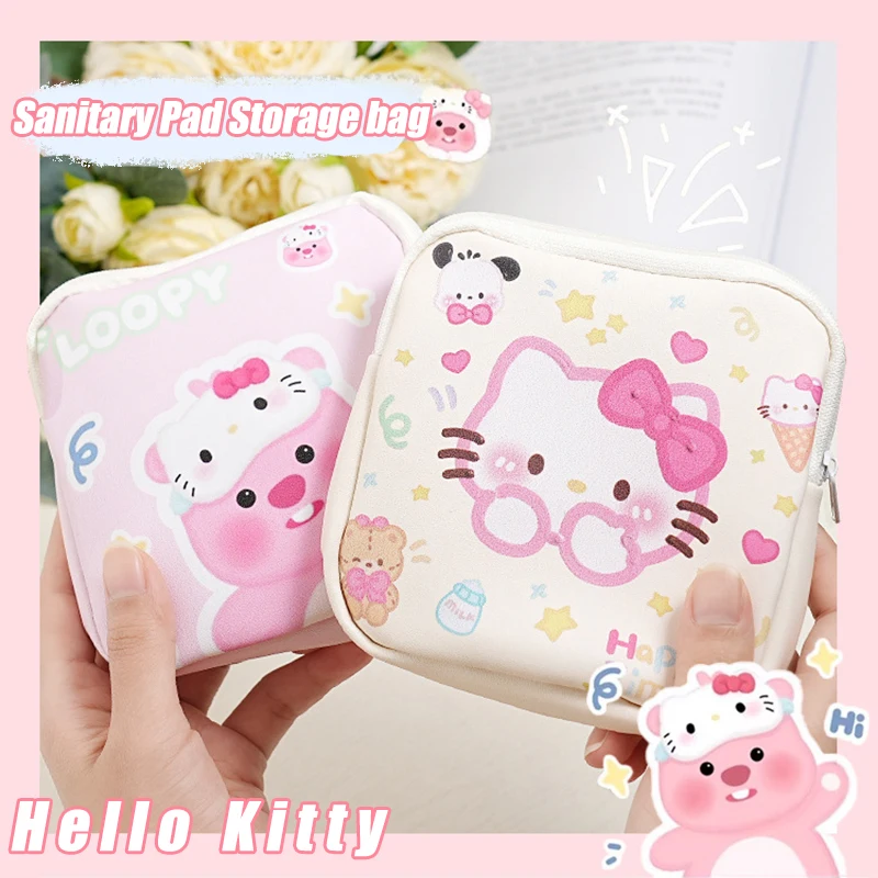 

Hello Kitty Sanitary Pad Storage Bag Cartoon Tampon Bag Cute Zero Wallet Portable Makeup Bag Girl Christmas Gift