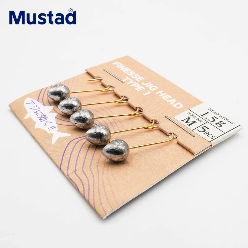 Mustad Finesse خطافات رأس تهزهز 0.3 جرام 0.8 جرام 1.25 جرام 1.5 جرام 2.0 جرام 2.5 جرام 3.0 جرام خطاف صيد السمك ملحقات الأسماك