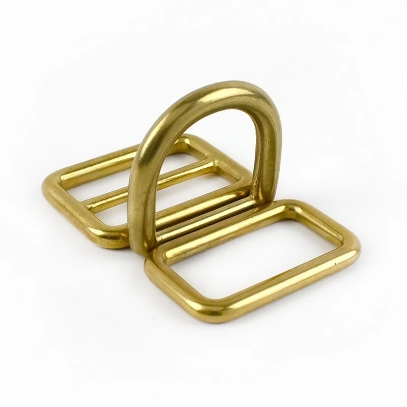 

5Pcs 15-38mm Solid Brass Buckles Backpack O D Ring Hook Dog Collar Webbing Tape Adjust Tri-Glide Sliders DIY Crafts Accessories