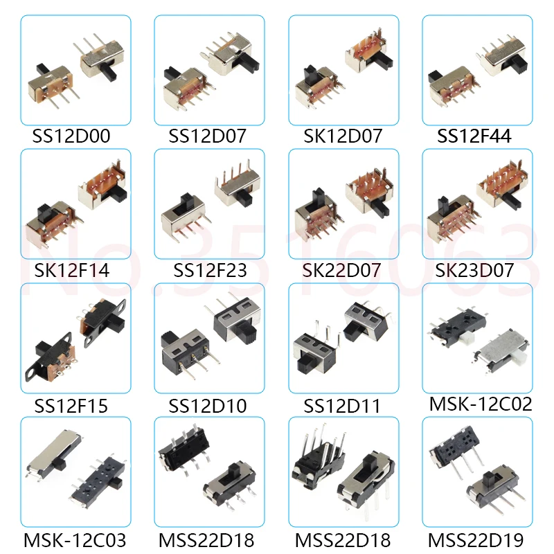 10PCS Slide Switch Micro-power Toggle Switch Single and Double-row Direct-inserted Horizontal Sliding Second Gear Third Gear