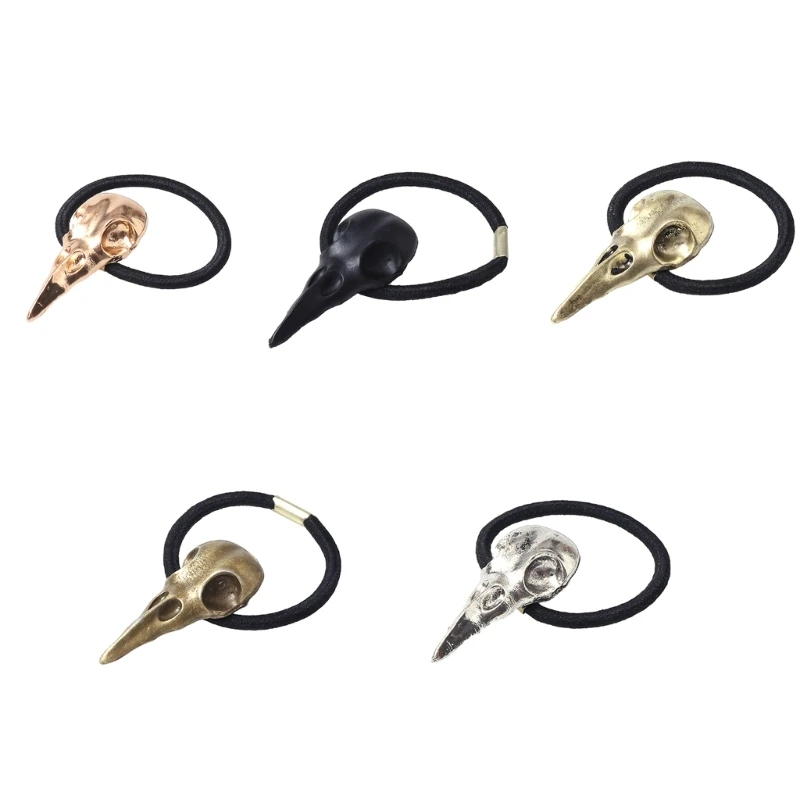 

Crow Skull Hairband for Women Halloween Punk Hair Rope Elastic Headband Adult Ponytail Holder Head Accessories
