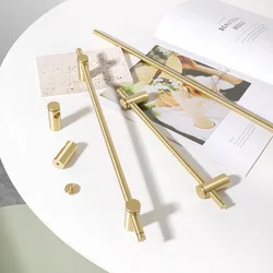 Brass Wardrobe Handle Adjustable Cabinet Pulls Long Furniture T Bar Closet Dresser Shoe Cabinet Knob Tower Bar