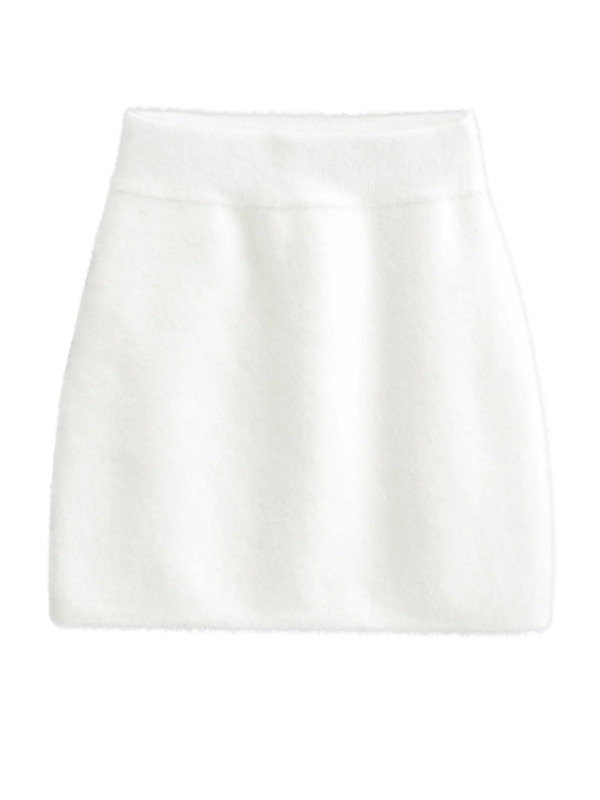

High Waist Knitted Skirt Women's Slim Fit Fluffy Base Layer A-Line ort Skirt Street Sle Color Winter Collection