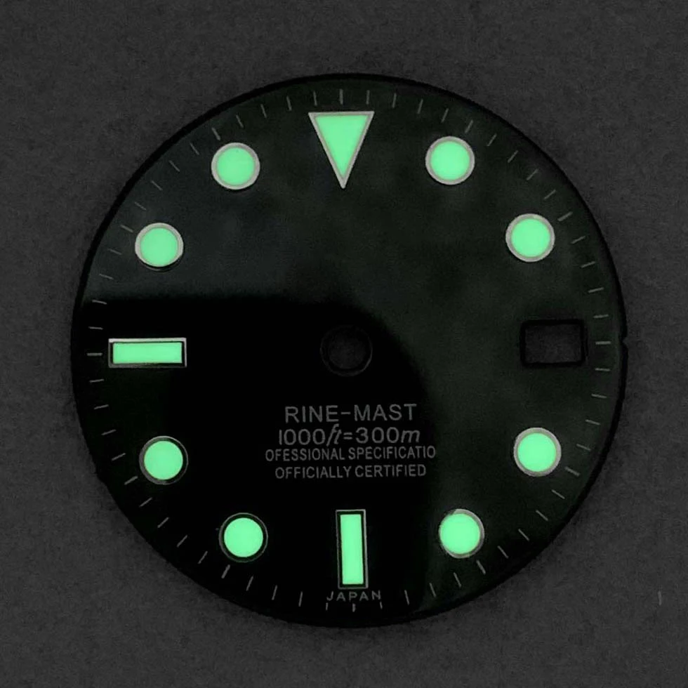 28.5 mm S Logo Enamel Dial Suitable For NH35/NH36/4R/7S Japan Movement Green Luminous Watch Modification Accessories