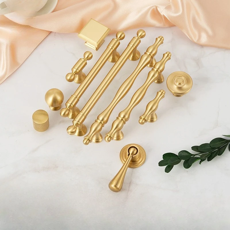 

French pure brass solid open-fit single long hole invisible creative furniture hardware drawer wardrobe door handles