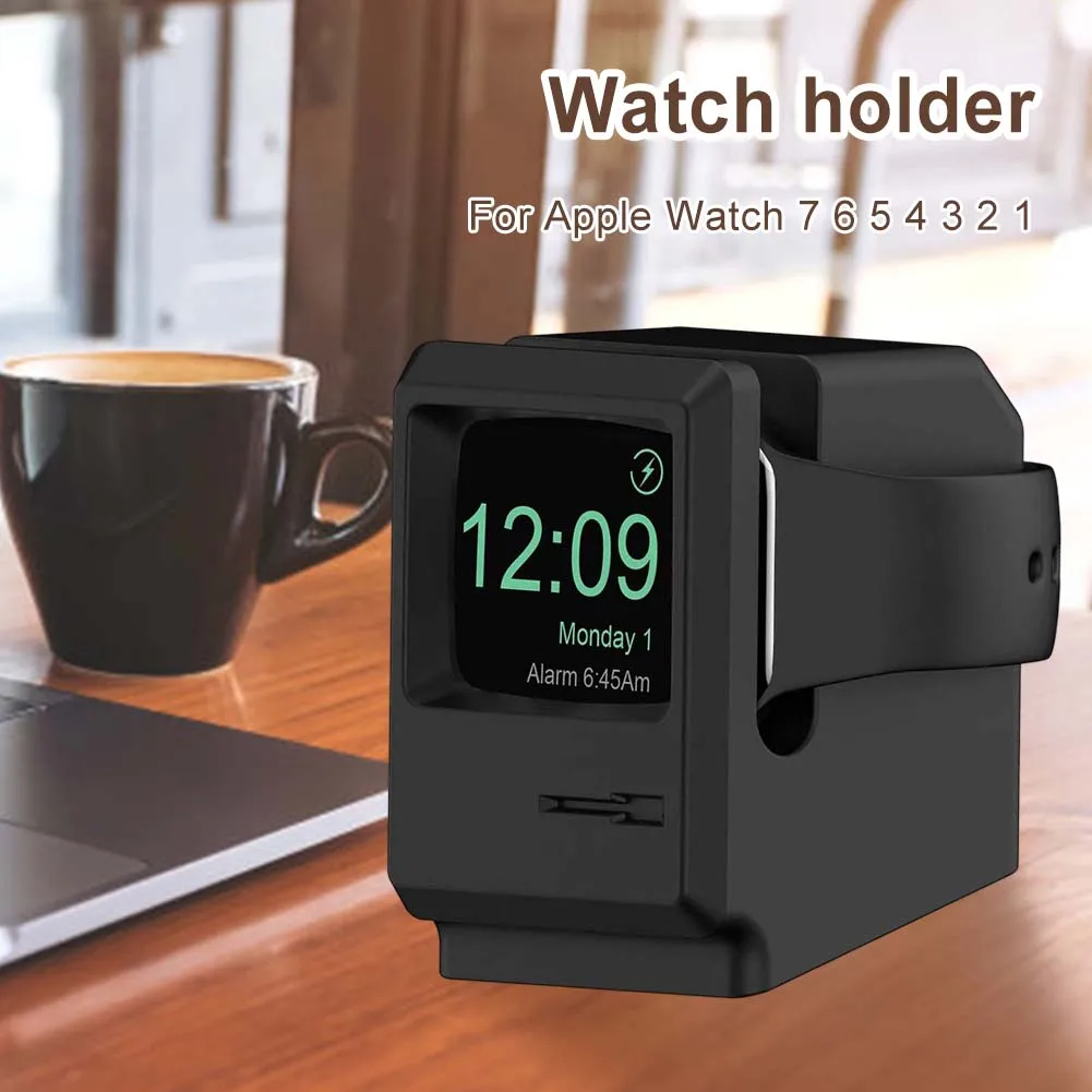 Silicone Cradle Stand Non-slip Portable Nightstand Keeper Bracket Base Lightweight Accessories for Apple Watch 7 6 5 4 3 2 1