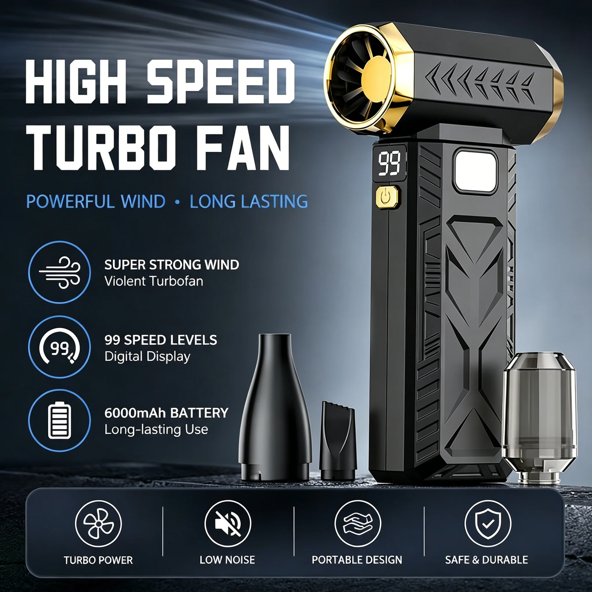 

Turbo Jet Fan 400000RPM Wireless Air Duster Portable Blower for Car Cleaning Keyboard Speed Powerful Turbo Fan Dust Removal Fan