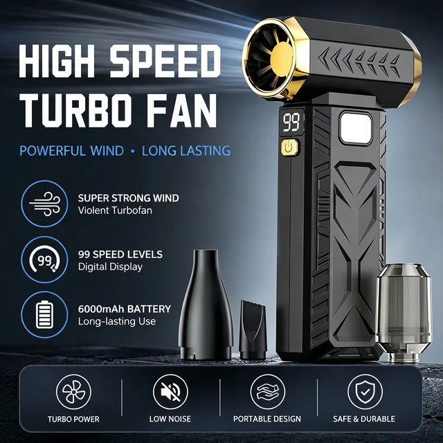 Turbo Jet Fan 400000RPM Wireless Air Duster Portable Blower for Car Cleaning Keyboard Speed Powerful Turbo Fan Dust Removal Fan Cordless Turbo Jet Fan Air Duster – Portable High-Speed Blower for Keyboards, PCs and Car Cleaning