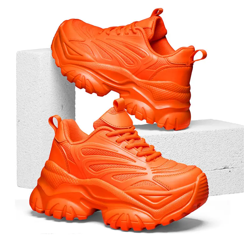 Trendy Pink Women's Chunky Sneaker Casual Breathable Platform Sneakers for Women Increase Height Thick-soled Shoes Women Trainer image 5