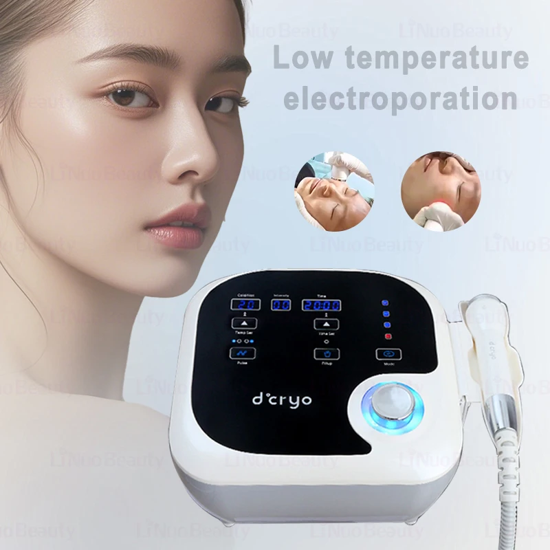 D'cryo D-Cool Beauty Machine RF Skin Rejuvenation Blue Red Light Therapy Hot Cold Electroporation Device