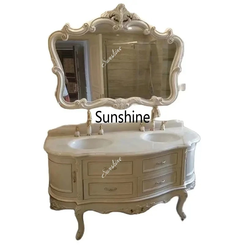 

European-style bathroom cabinet oak washbasin combination bathroom cabinet wash basin floor