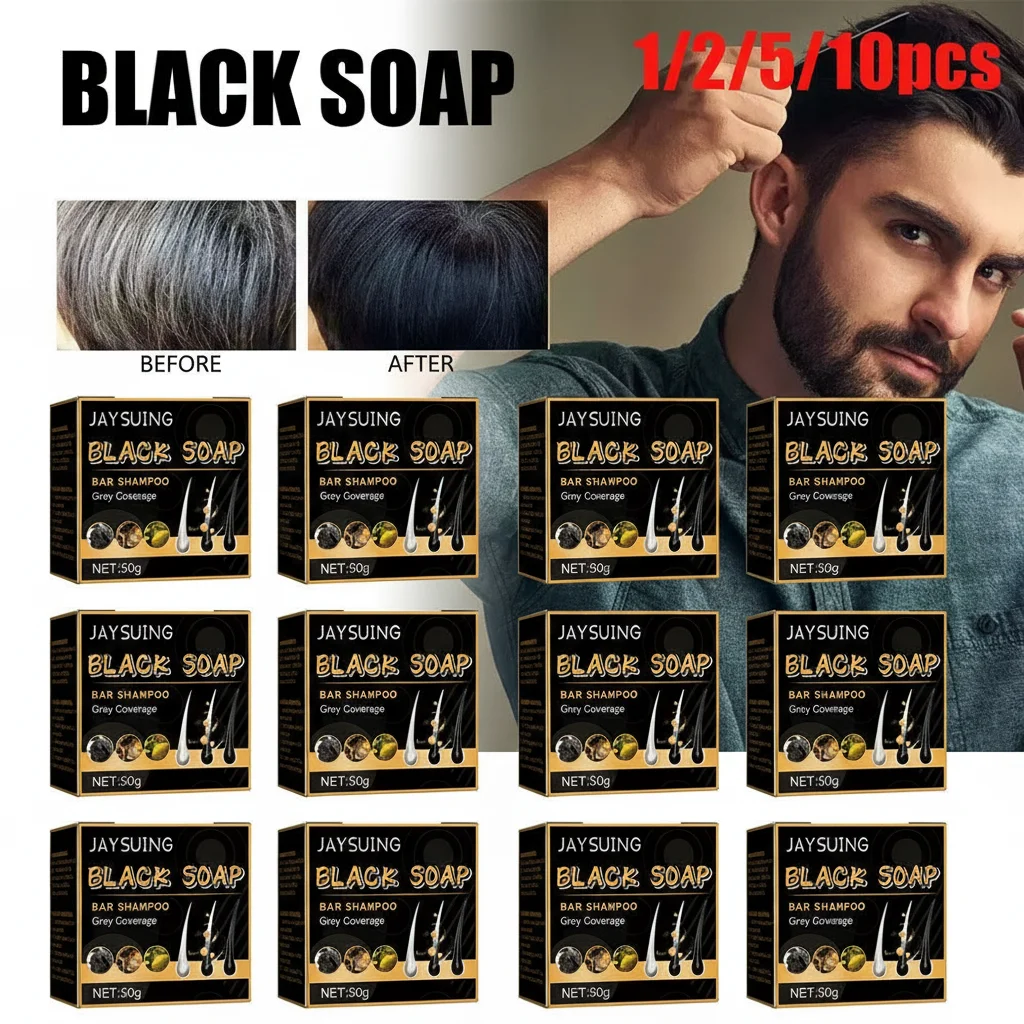 50g Black Thick Hair Care Cleanser - Hair Strengthening Shampoo for Smooth Scalp Strong Firm Hair