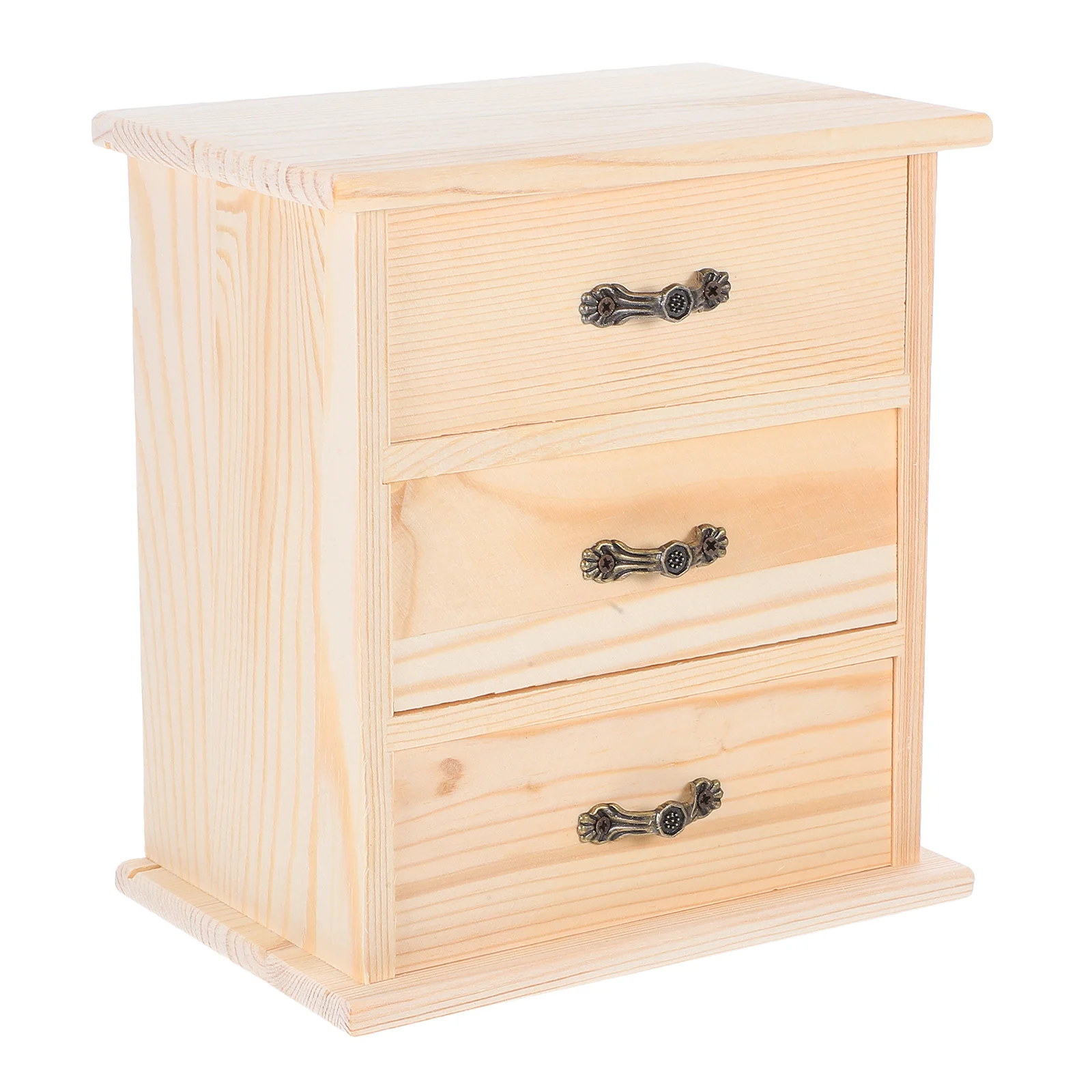 

Wooden Drawer Organizer Small Cabinet with 3 Levels for Desktop Storage Jewelry Makeup Craft Room Decor Miniature Bedside Table