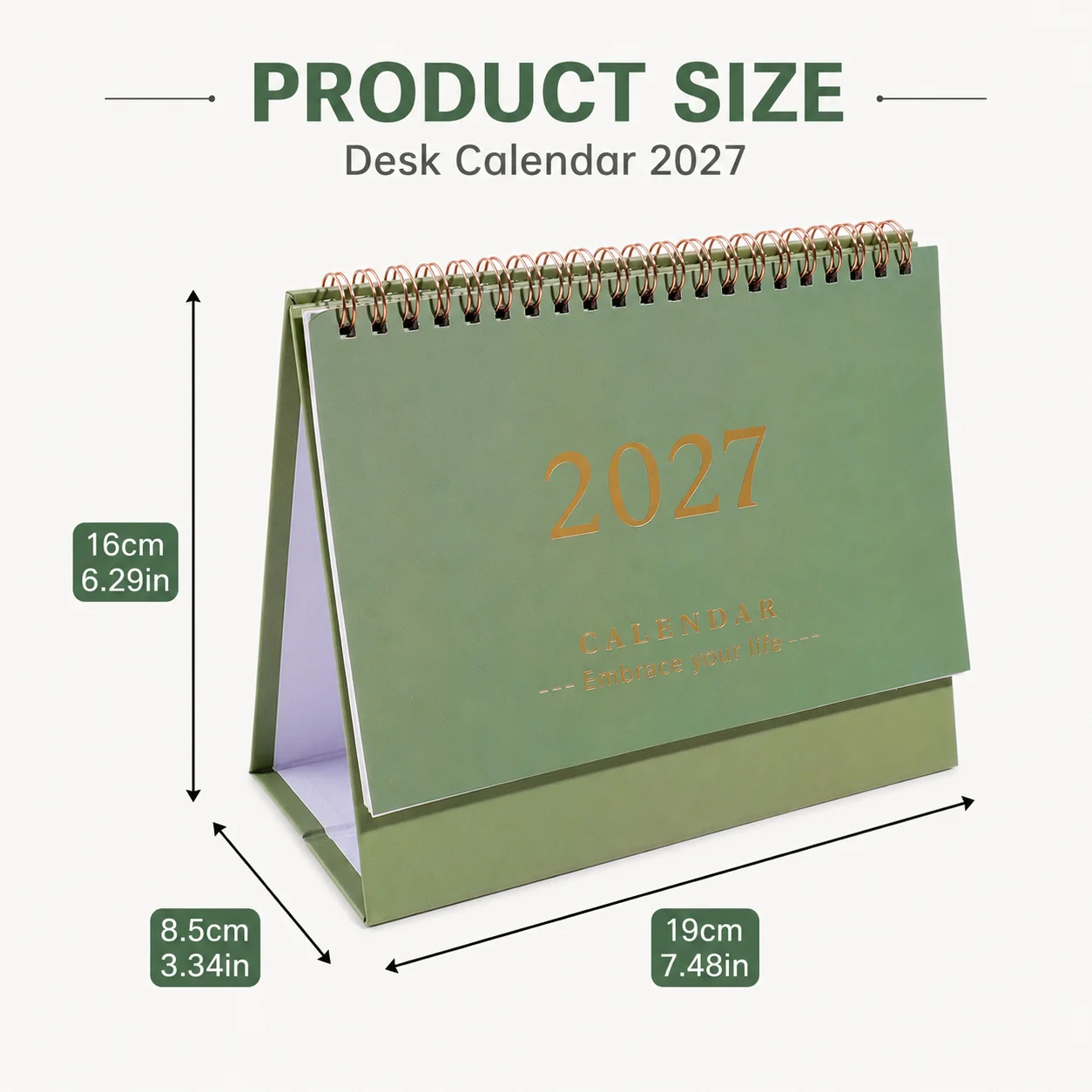Minimalist Colors 2027 Medium Desktop Calendar, Metal Coil Bound Desktop Memo, Suitable for School and Office Use