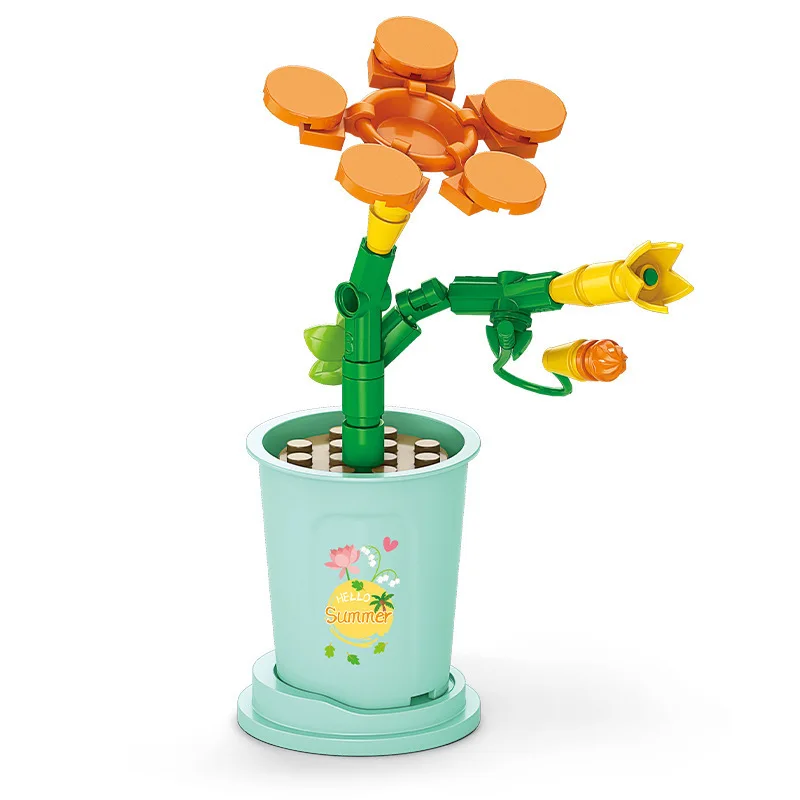 Bouquet Flower Bricks Construction Set Micro Particle Building Block Toy for Children Girl 6 to 10 Year Old Block Assembling Toy