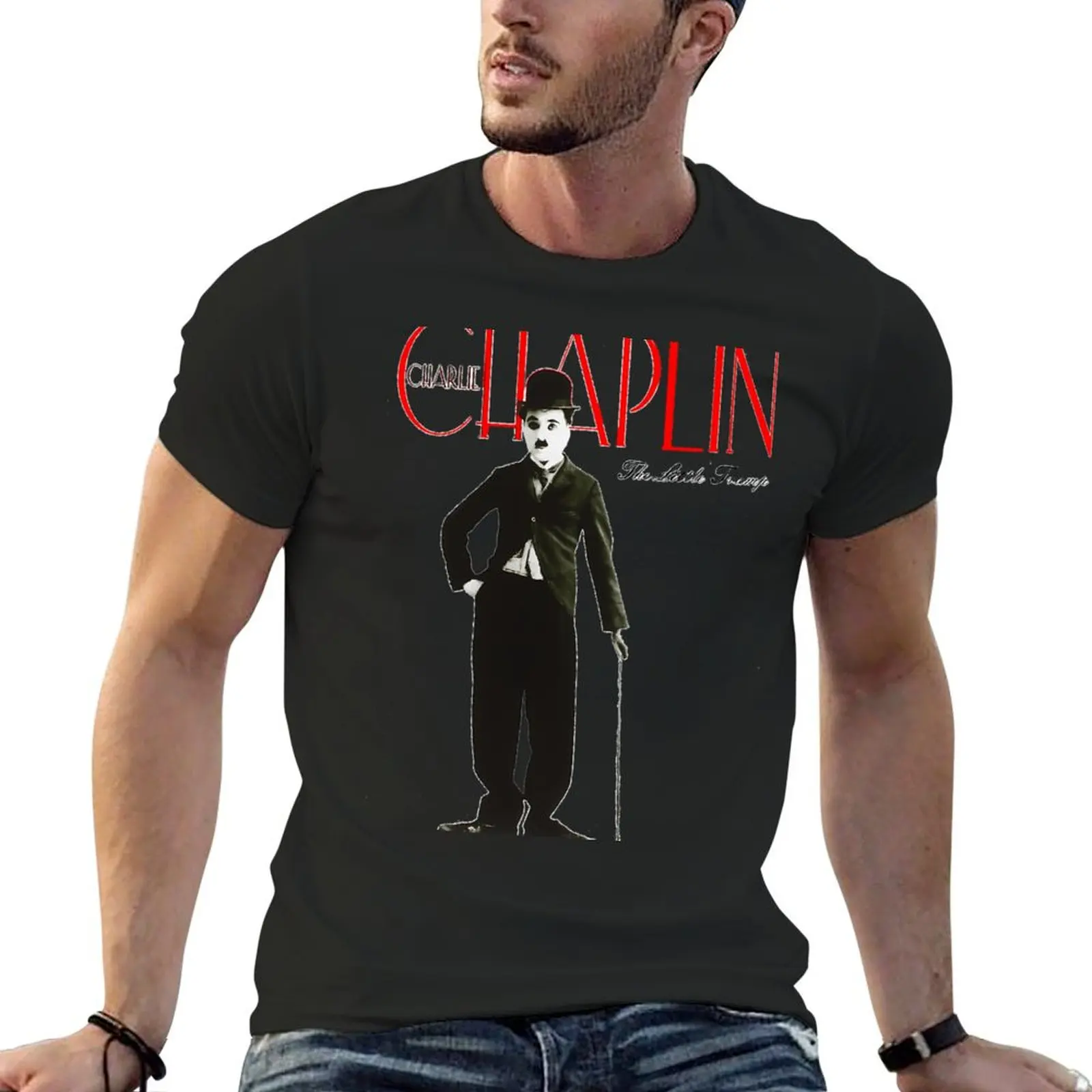 

Charlie Chaplin The Tramp T-Shirt blue archive korean fashion shirts graphic tee men