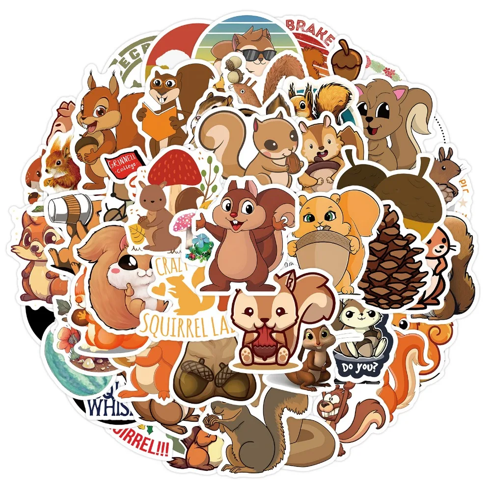 60Pcs Cute Animal Squirrel Graffiti Stickers Scrapbooking Laptop Phone Luggage Notebook Car Waterproof Sticker Decal Kids Toy