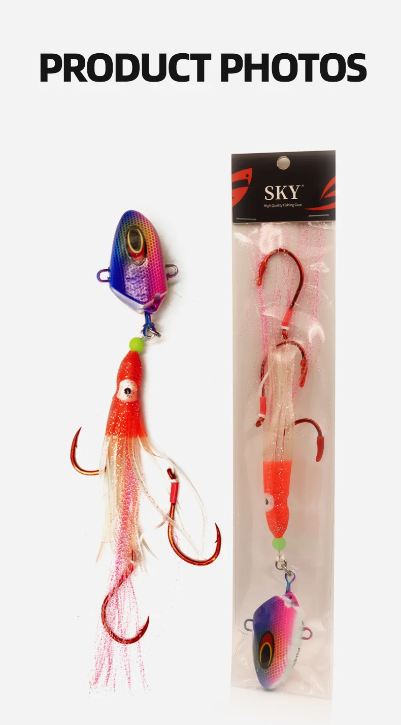 ZYZHE Meeresfischerei-Köder 100g 150g 200g 250g Leuchtender Weicher Oktopus-Köder mit BKK-Haken Salzwasser-Bootsangelköder Angelzubehör – Detail 9