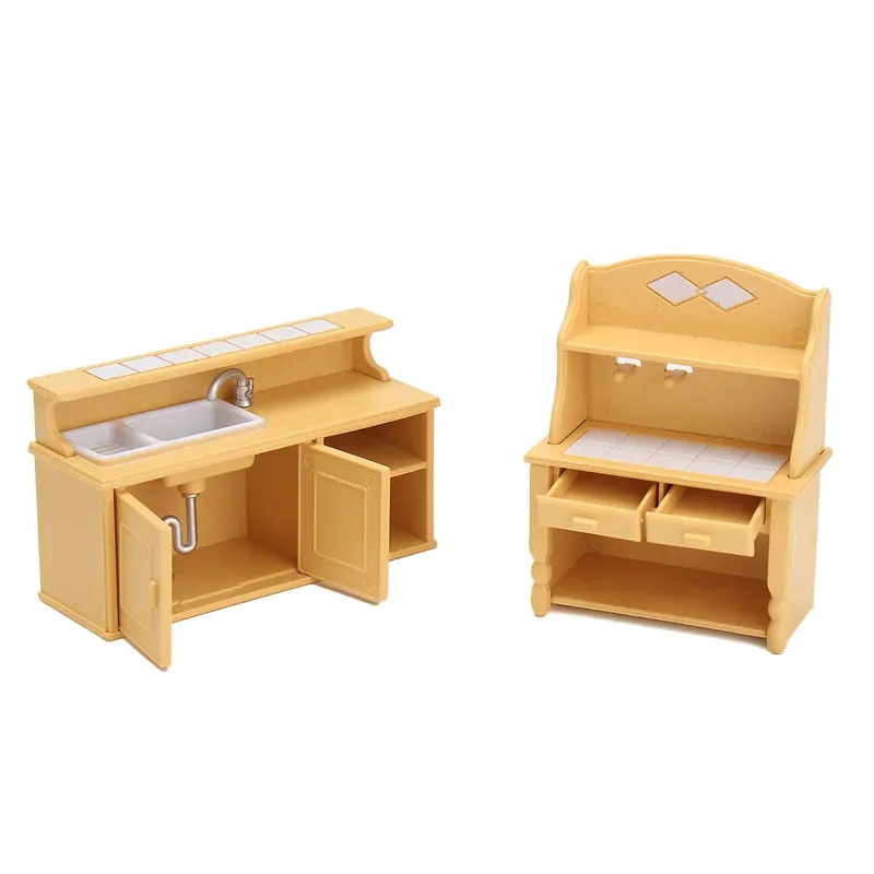 Ensemble de meubles miniatures bricolage, commode de cuisine domestique, ensembles de tables en élasthanne pour mini courses, accessoires de maison, décor de jouet cadeau