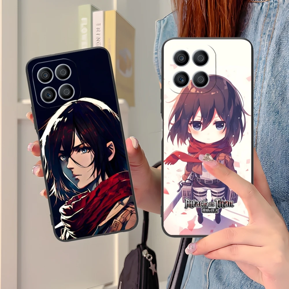 AOT Mikasa Ackerman Mobile Phone Case for Huawei Honor 90 80 70 60 50 30 20 10 9 8 7 Pro S SE Lite 5G Black Phone Cover Shell