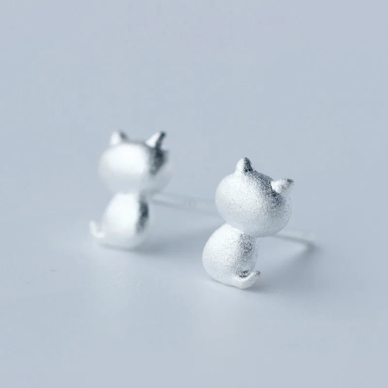 925 Silver Needle Hypoallergenic Lovely Cat Stud Earrings for Women Elegant Wedding Gifts Jewelry pendientes Brincos eh463