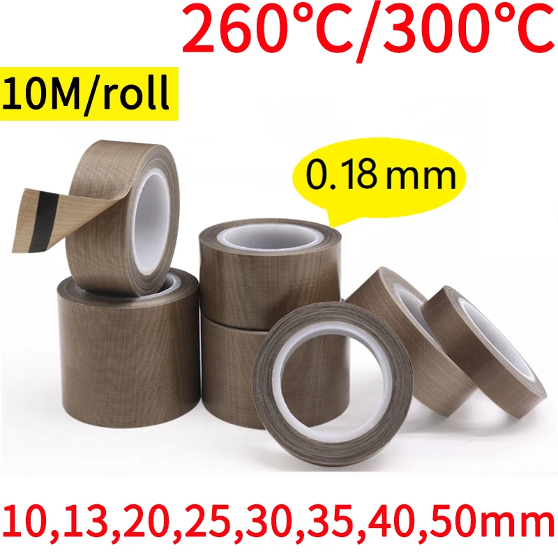 Width 10 13 15 20 25 30 35 40 50 mm x 0.18 mm PTFE Adhesive Cloth Insulated Vacuum Sealing High Temperature Resistant PTFE Tape